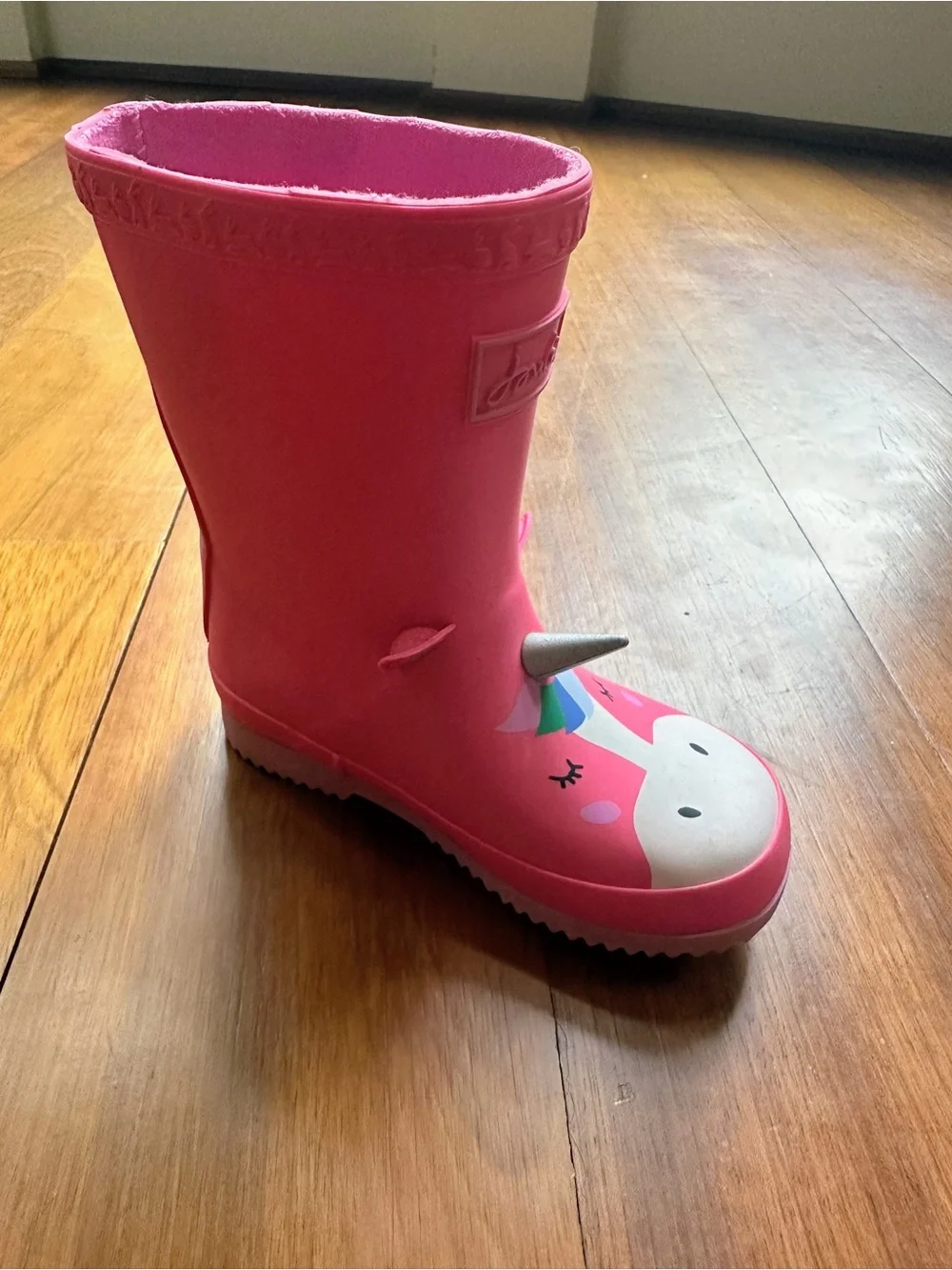 Joules Kids’ Unicorn 3D Horn Wellies/Rain Boots, Size 8 Little Kid, Pink